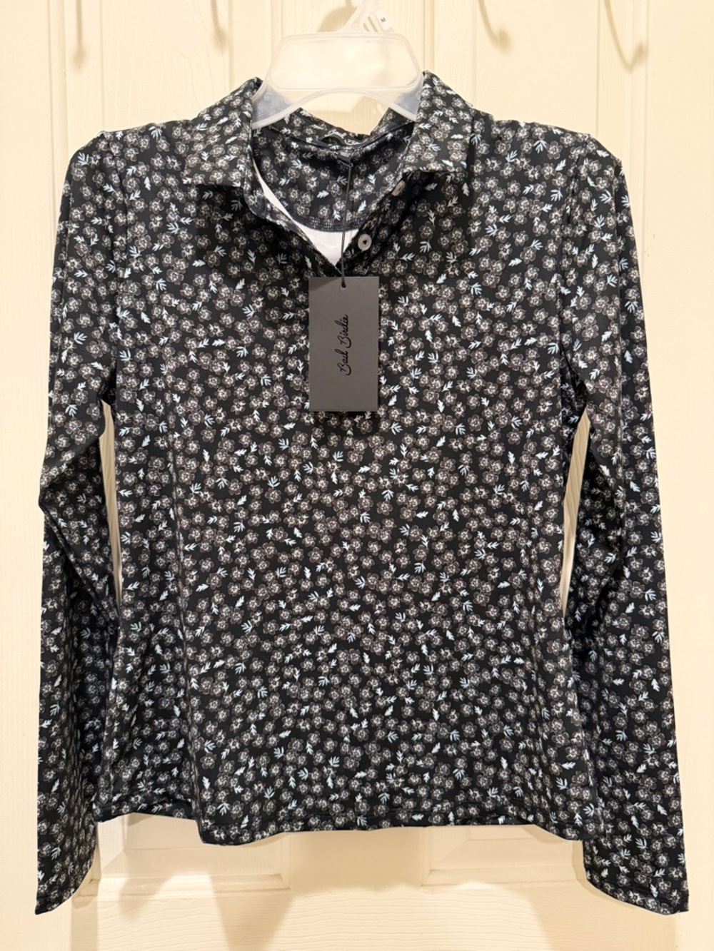 Black Floral Collared Long-Sleeve Top bad birdie nwt